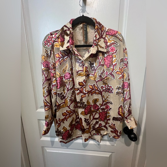 Aratta Silent Journey Floral Burnout Velvet Blouse Small - Picture 3 of 10